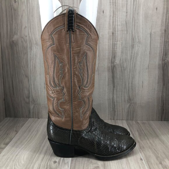 Larry Mahan Boots Womens 6B Snake Skin Leather Pull on Western Cowboy Rodeo - Picture 1 of 14